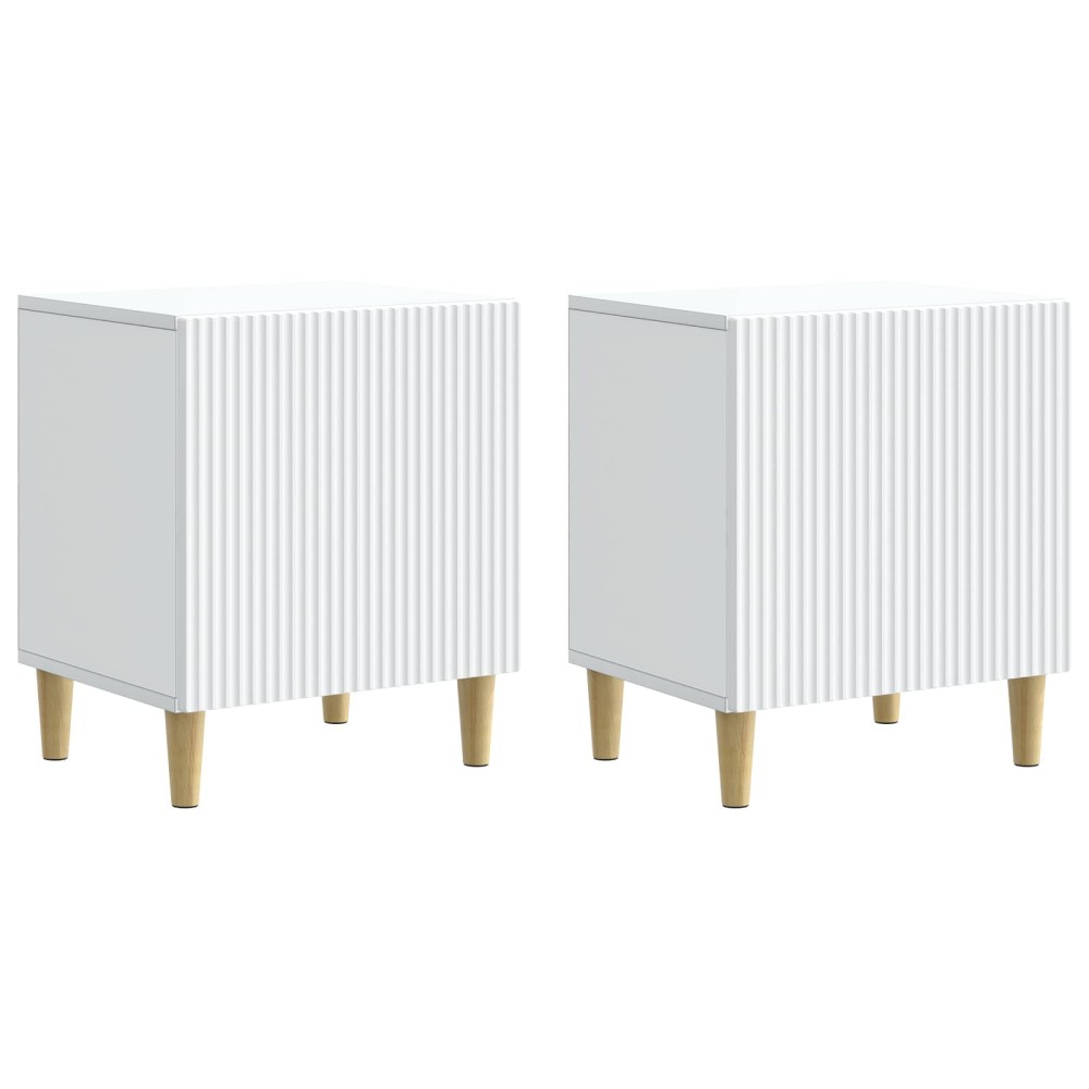 vidaXL Κομοδίνο 2 τμχ. Λευκό 43 x 34,5 x 50 εκ Επεξεργασμένο Ξύλο