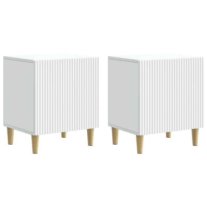 vidaXL Κομοδίνο 2 τμχ. Λευκό 43 x 34,5 x 50 εκ Επεξεργασμένο Ξύλο