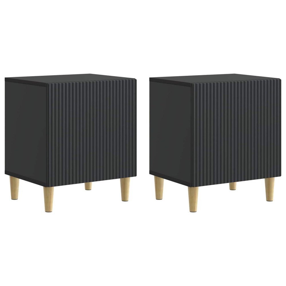 vidaXL Κομοδίνο 2 τμχ. Μαύρο 43 x 34,5 x 50 εκ Επεξεργασμένο Ξύλο
