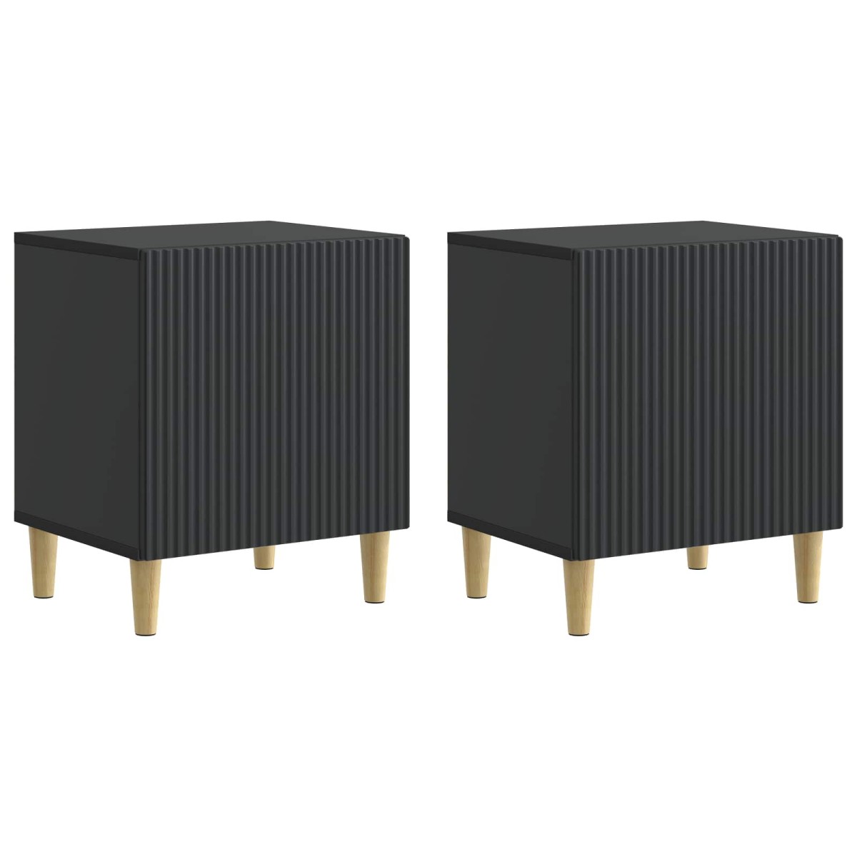 vidaXL Κομοδίνο 2 τμχ. Μαύρο 43 x 34,5 x 50 εκ Επεξεργασμένο Ξύλο