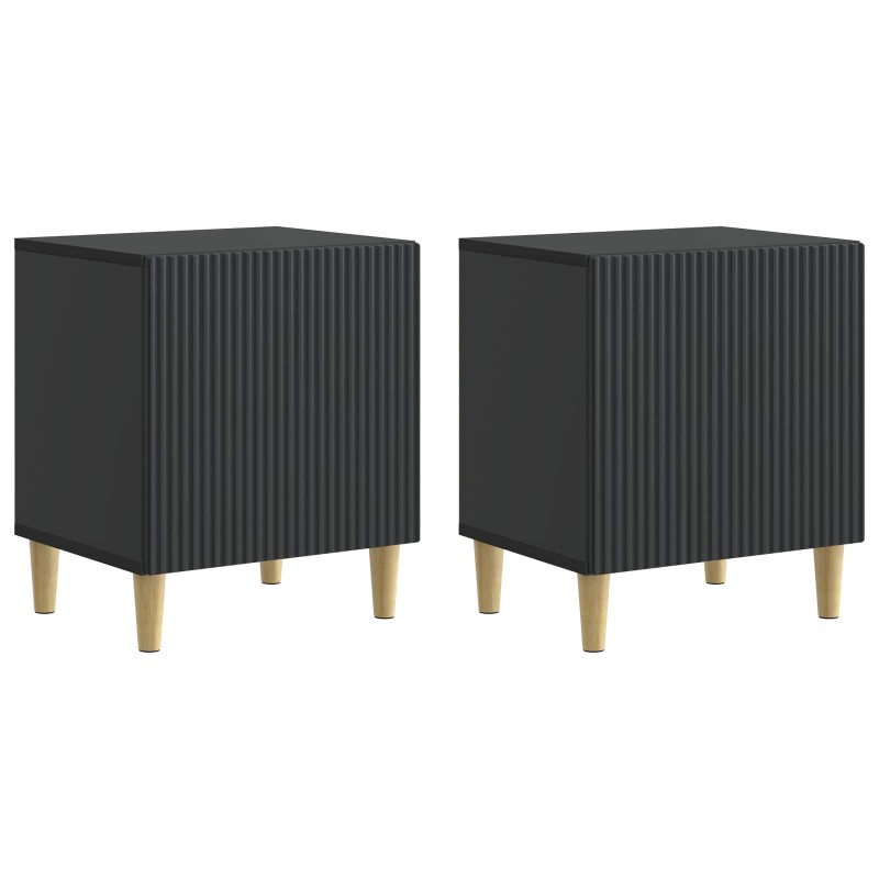 vidaXL Κομοδίνο 2 τμχ. Μαύρο 43 x 34,5 x 50 εκ Επεξεργασμένο Ξύλο