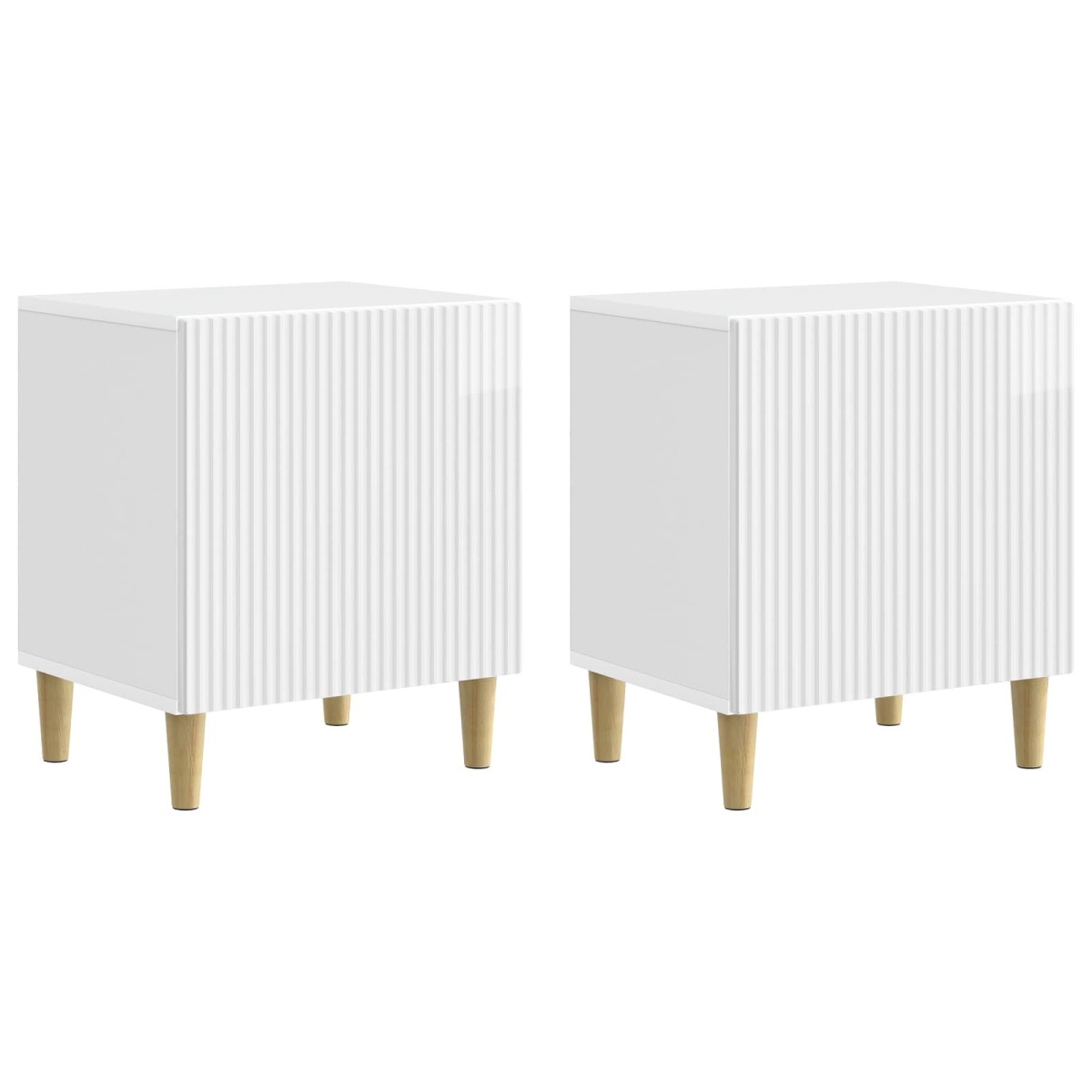 vidaXL Κομοδίνο 2 τμχ. Γυαλιστερό Λευκό 43 x 34,5 x 50 εκ