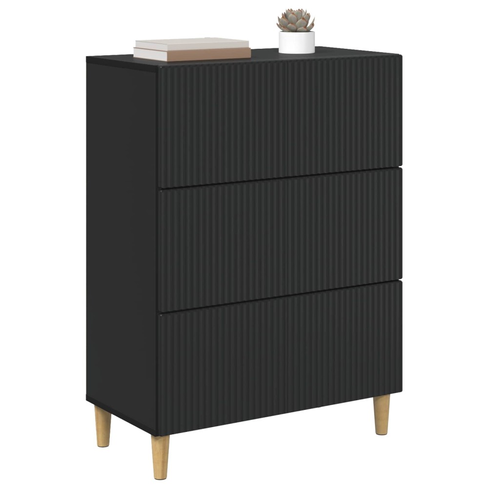 vidaXL Ντουλάπι με Συρτάρια Μαύρο 66 x 34,5 x 90 εκ Επεξεργασμένο Ξύλο