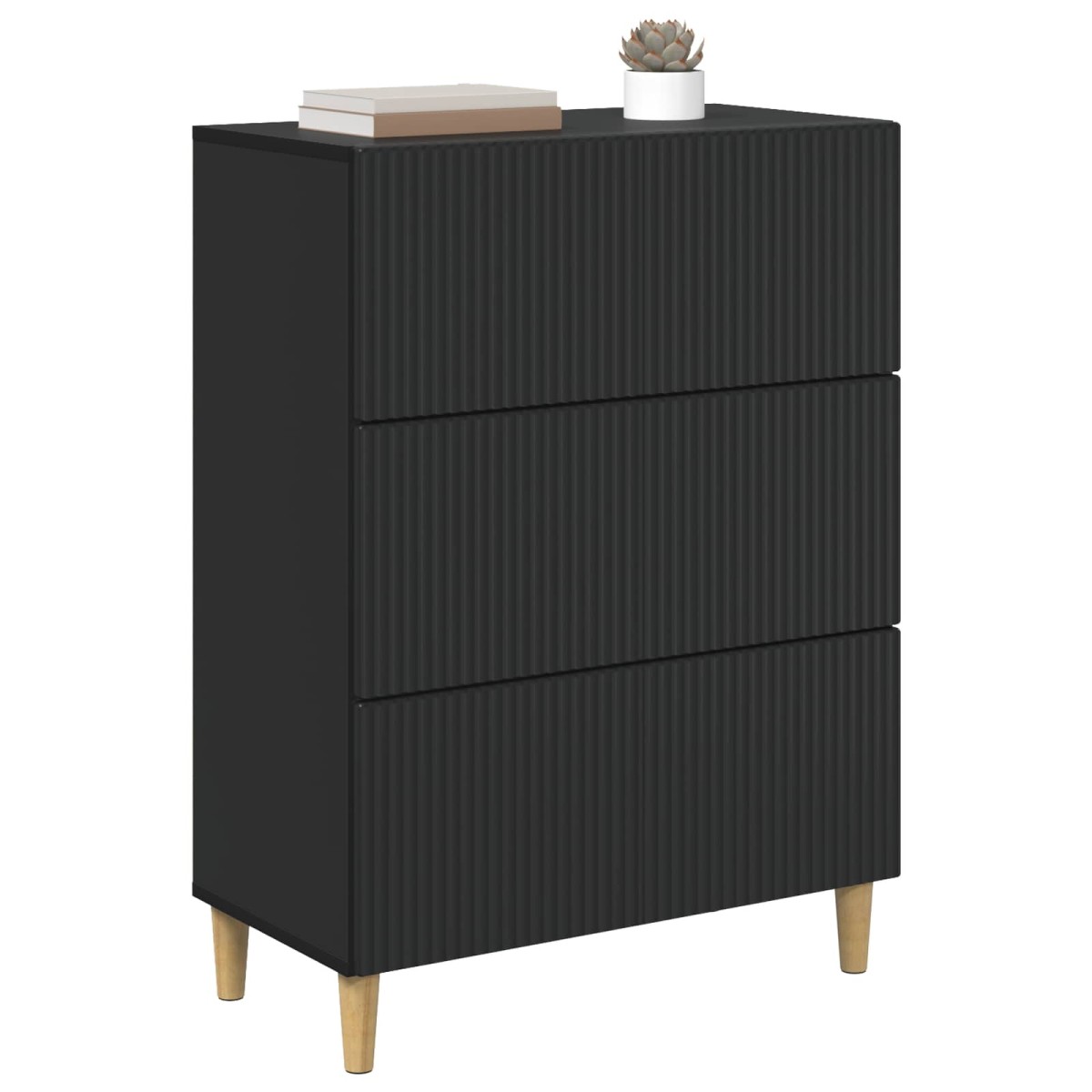 vidaXL Ντουλάπι με Συρτάρια Μαύρο 66 x 34,5 x 90 εκ Επεξεργασμένο Ξύλο