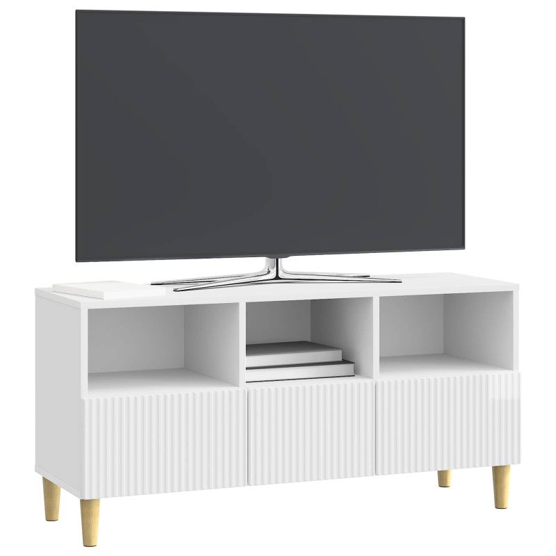 vidaXL Ντουλάπι TV με συρτάρι Γυαλιστερό Λευκό 102 x 34,5 x 50 εκ.