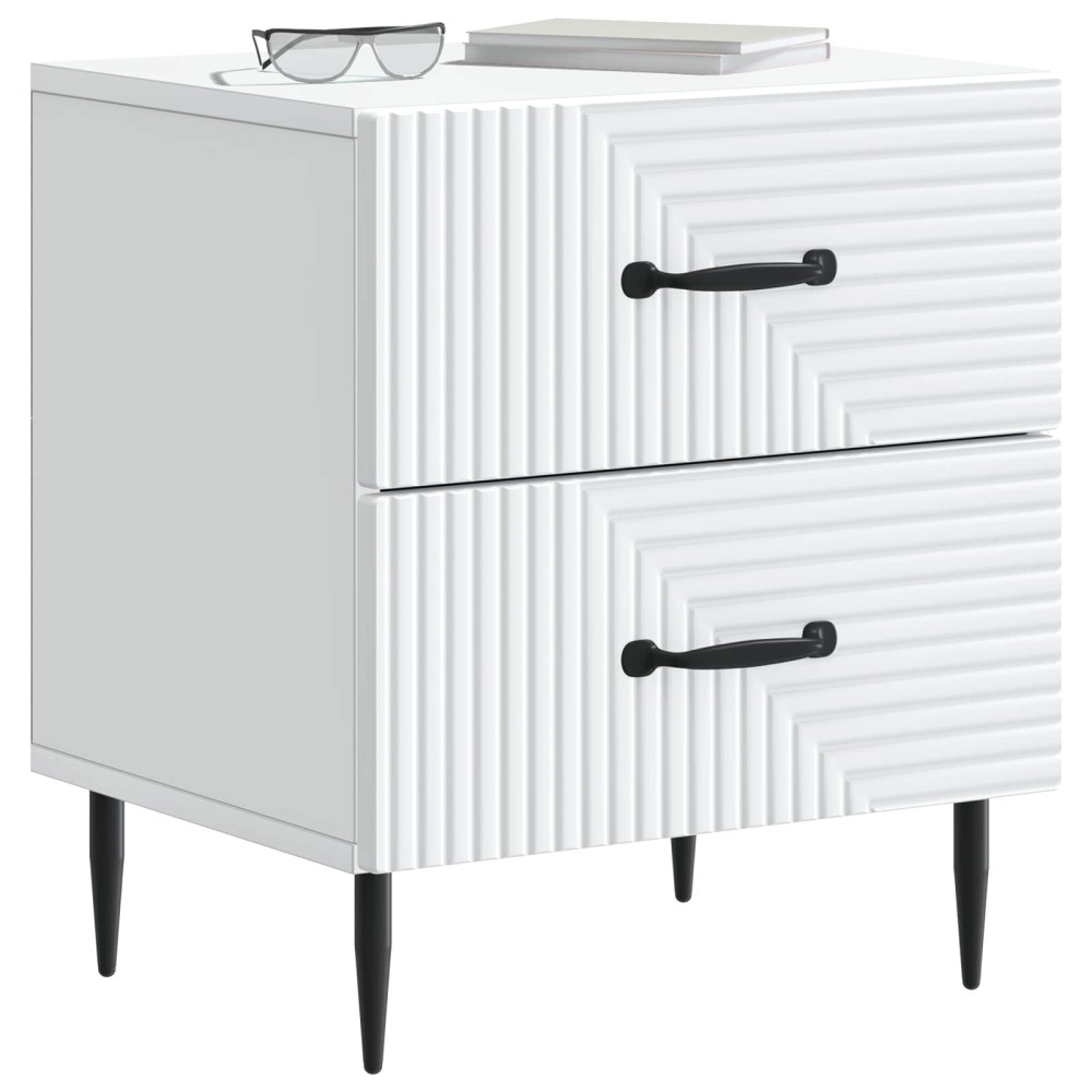 vidaXL Κομοδίνο Λευκό 43 x 34,5 x 47,5 εκ Επεξεργασμένο Ξύλο