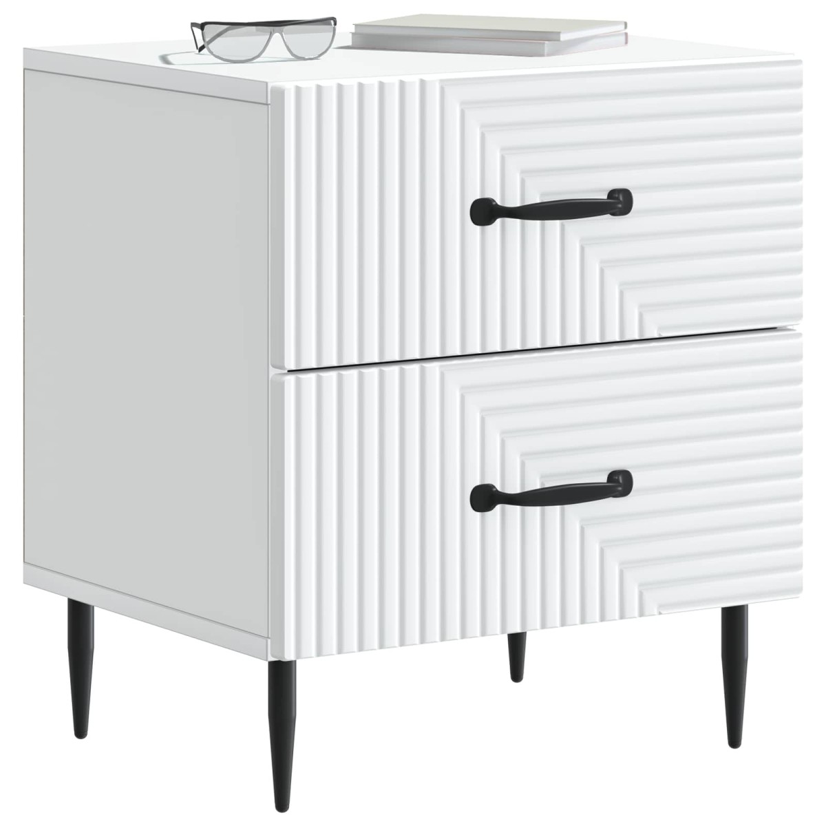 vidaXL Κομοδίνο Λευκό 43 x 34,5 x 47,5 εκ Επεξεργασμένο Ξύλο