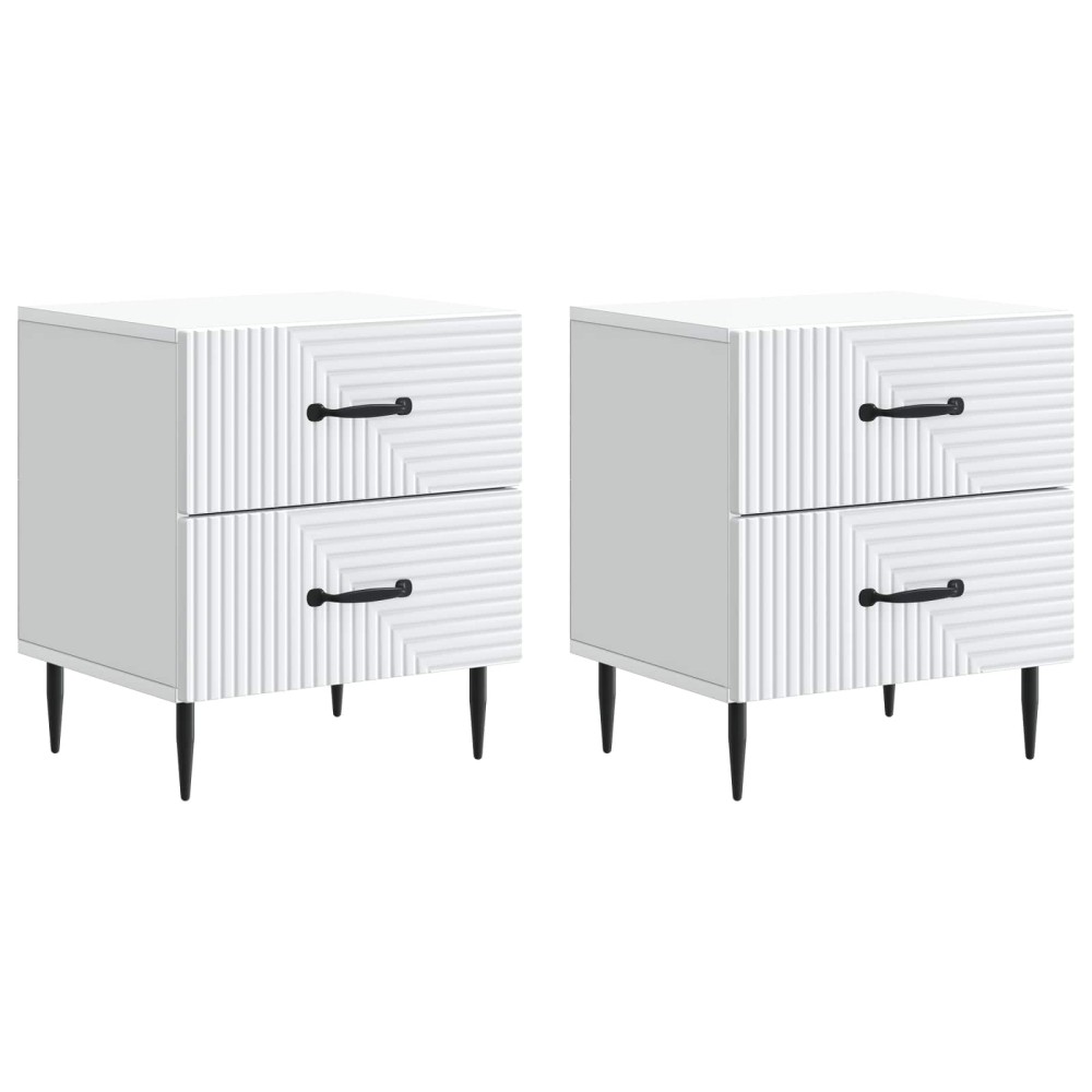 vidaXL Κομοδίνο 2 τεμ. Λευκό 43 x 34,5 x 47,5 εκ Επεξεργασμένο Ξύλο