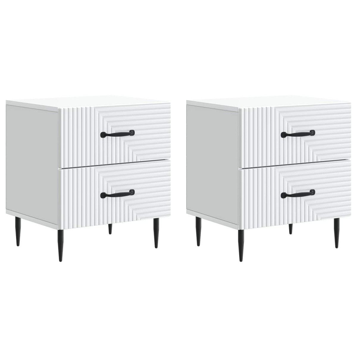 vidaXL Κομοδίνο 2 τεμ. Λευκό 43 x 34,5 x 47,5 εκ Επεξεργασμένο Ξύλο