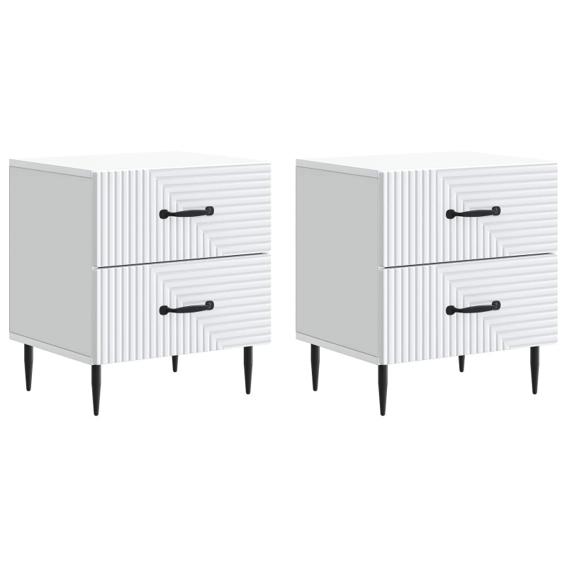 vidaXL Κομοδίνο 2 τεμ. Λευκό 43 x 34,5 x 47,5 εκ Επεξεργασμένο Ξύλο