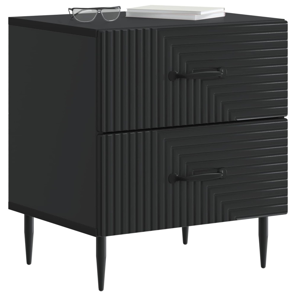 vidaXL Κομοδίνο 2 τεμ. Μαύρο 43 x 34,5 x 47,5 εκ Επεξεργασμένο Ξύλο