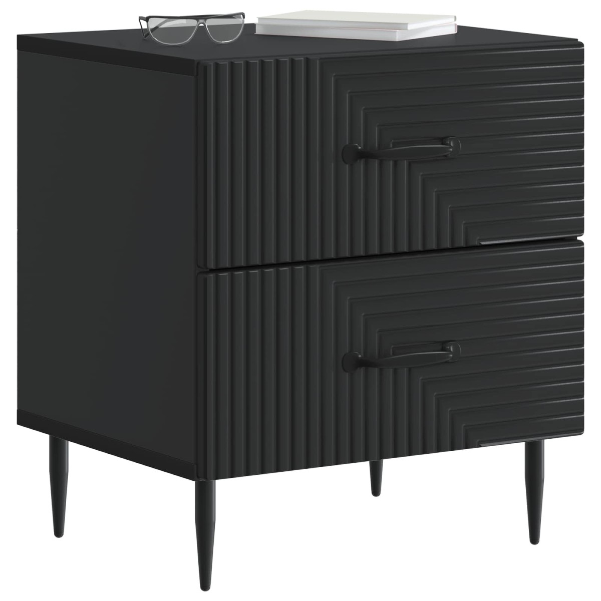 vidaXL Κομοδίνο 2 τεμ. Μαύρο 43 x 34,5 x 47,5 εκ Επεξεργασμένο Ξύλο