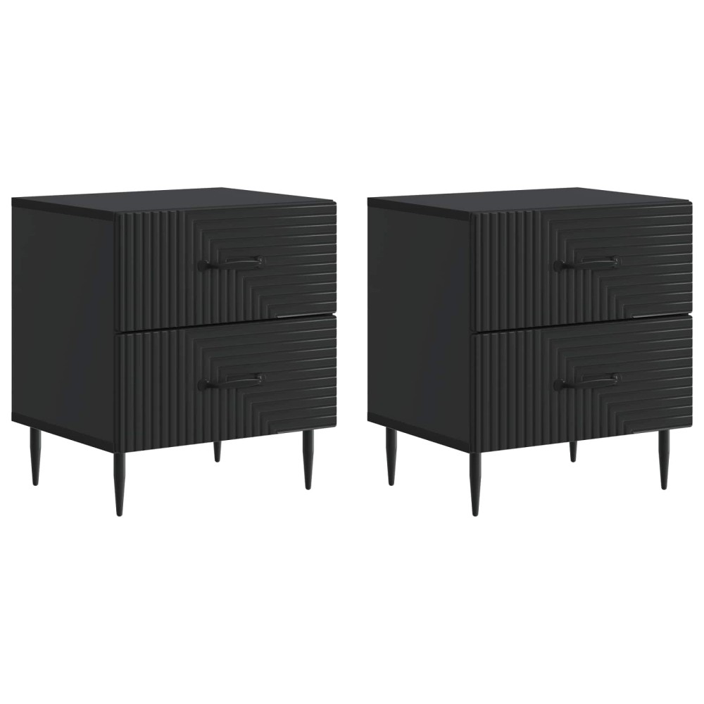vidaXL Κομοδίνο 2 τεμ. Μαύρο 43 x 34,5 x 47,5 εκ Επεξεργασμένο Ξύλο