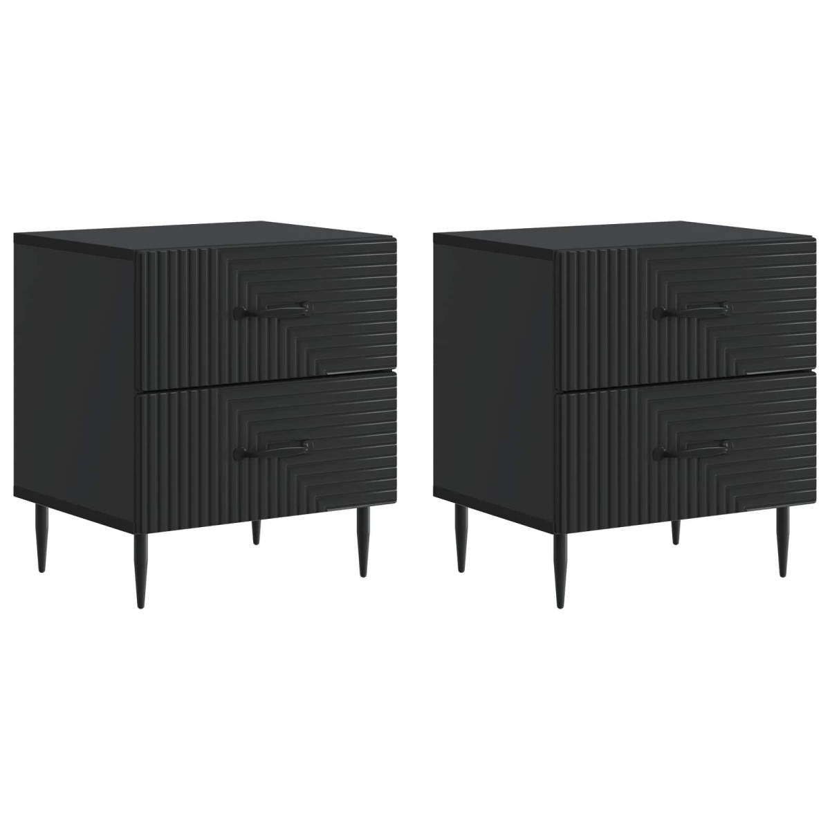 vidaXL Κομοδίνο 2 τεμ. Μαύρο 43 x 34,5 x 47,5 εκ Επεξεργασμένο Ξύλο