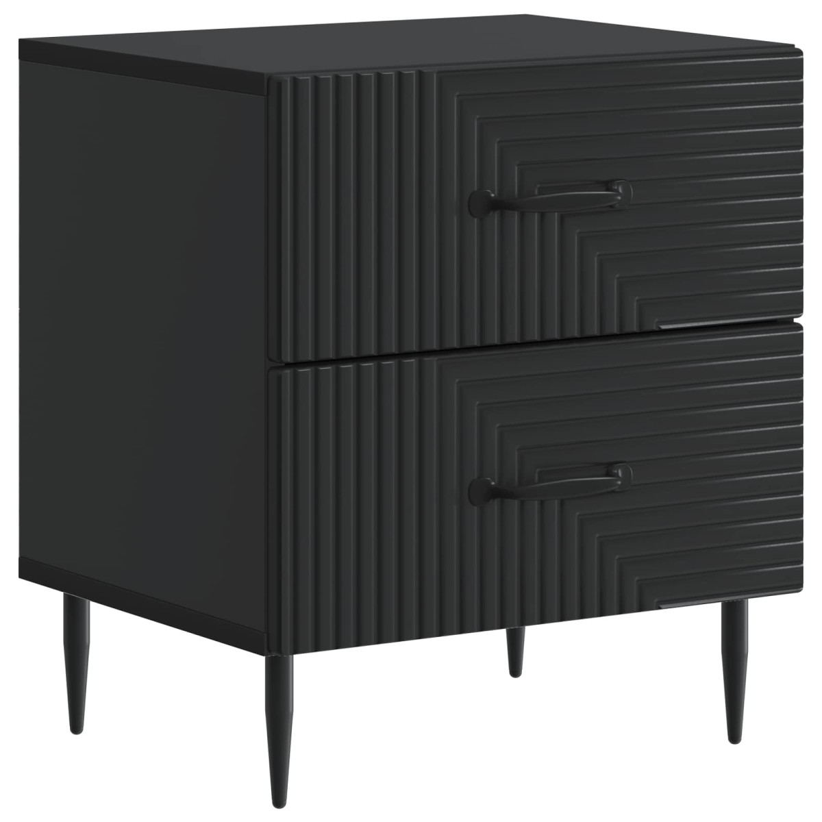 vidaXL Κομοδίνο 2 τεμ. Μαύρο 43 x 34,5 x 47,5 εκ Επεξεργασμένο Ξύλο