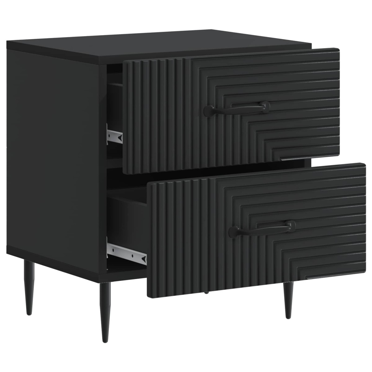 vidaXL Κομοδίνο 2 τεμ. Μαύρο 43 x 34,5 x 47,5 εκ Επεξεργασμένο Ξύλο