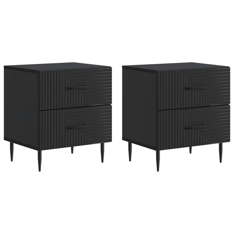 vidaXL Κομοδίνο 2 τεμ. Μαύρο 43 x 34,5 x 47,5 εκ Επεξεργασμένο Ξύλο