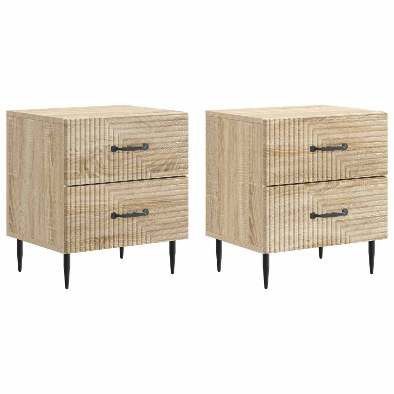 vidaXL Κομοδίνο 2 τεμ. Sonoma Δρυς 43 x 34,5 x 47,5 εκ