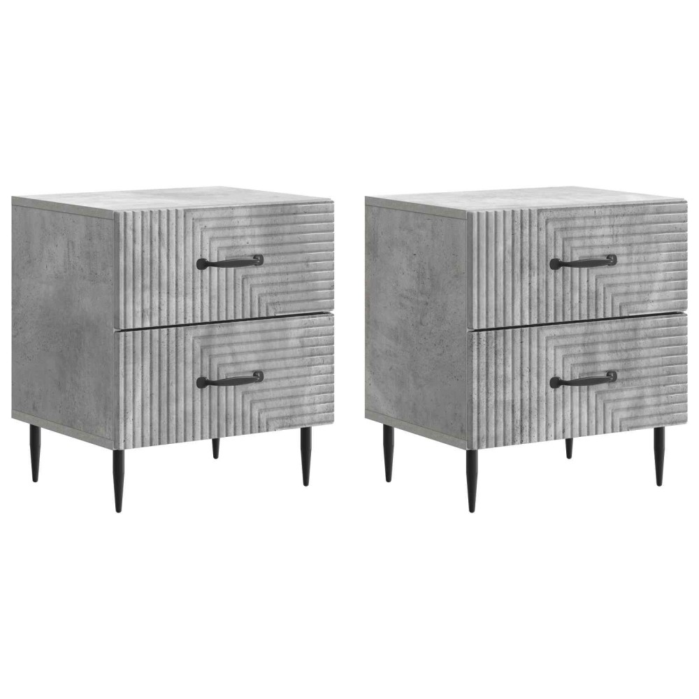 vidaXL Κομοδίνο 2 τεμ. Γκρι Σκυροδέματος 43 x 34,5 x 47,5 εκ