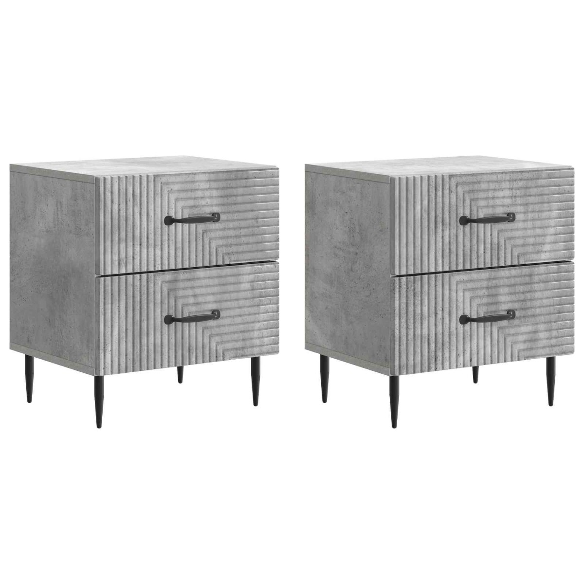 vidaXL Κομοδίνο 2 τεμ. Γκρι Σκυροδέματος 43 x 34,5 x 47,5 εκ