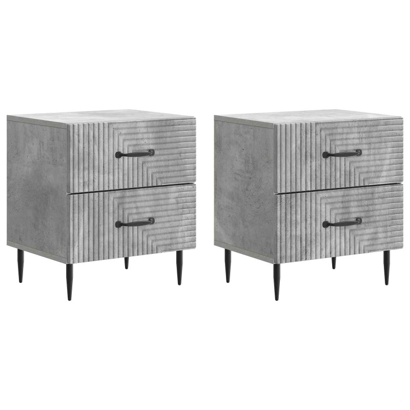 vidaXL Κομοδίνο 2 τεμ. Γκρι Σκυροδέματος 43 x 34,5 x 47,5 εκ