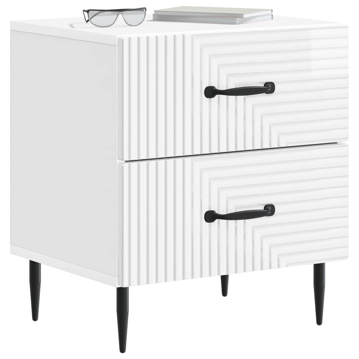 vidaXL Κομοδίνο 2 τεμ. Γυαλιστερό Λευκό 43 x 34,5 x 47,5 εκ