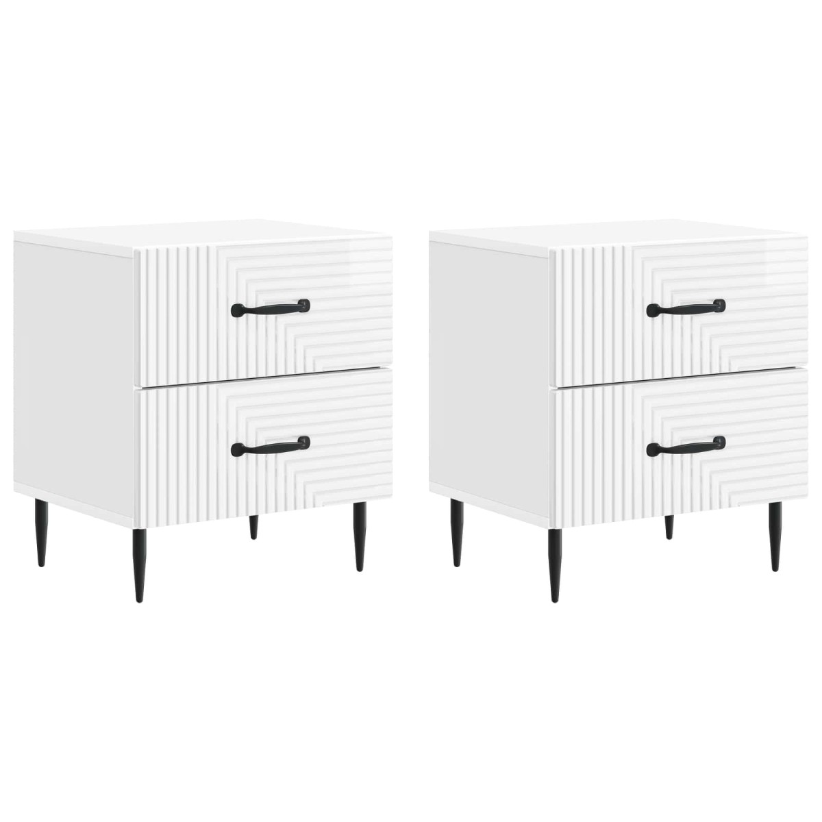 vidaXL Κομοδίνο 2 τεμ. Γυαλιστερό Λευκό 43 x 34,5 x 47,5 εκ