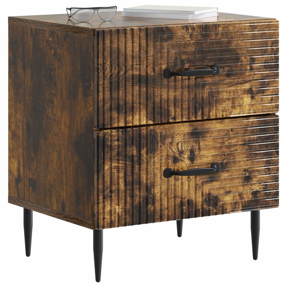 vidaXL Κομοδίνο 2 τεμ. Καπνισμένο Ξύλο Δρυός 43 x 34,5 x 47,5 εκ