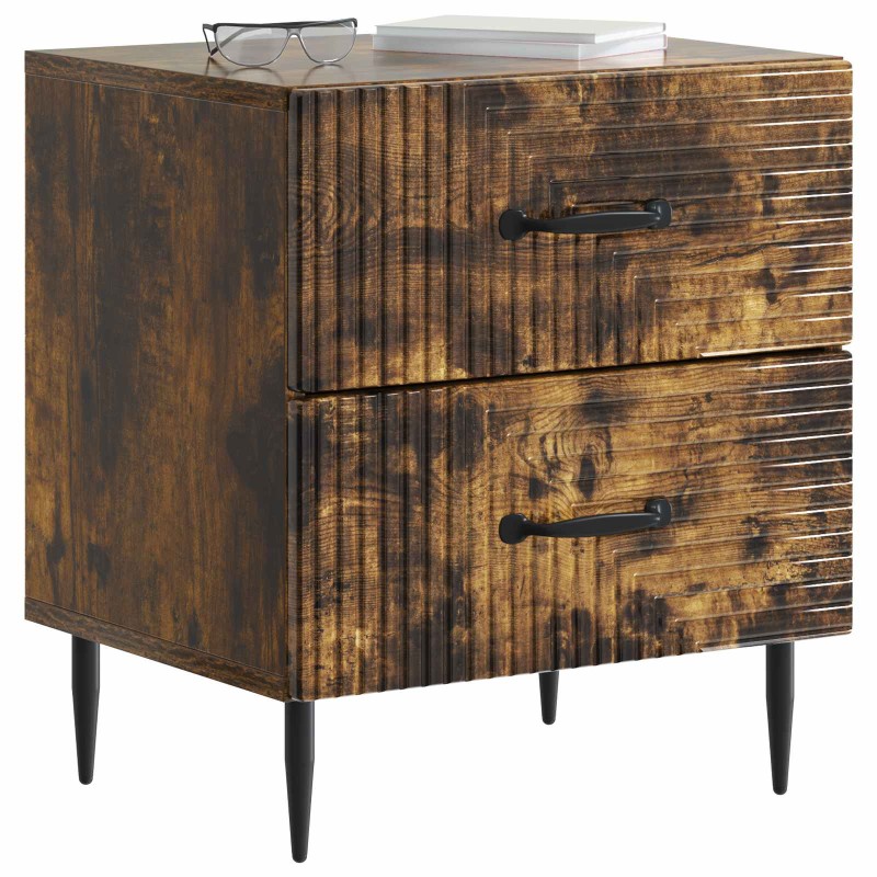 vidaXL Κομοδίνο 2 τεμ. Καπνισμένο Ξύλο Δρυός 43 x 34,5 x 47,5 εκ