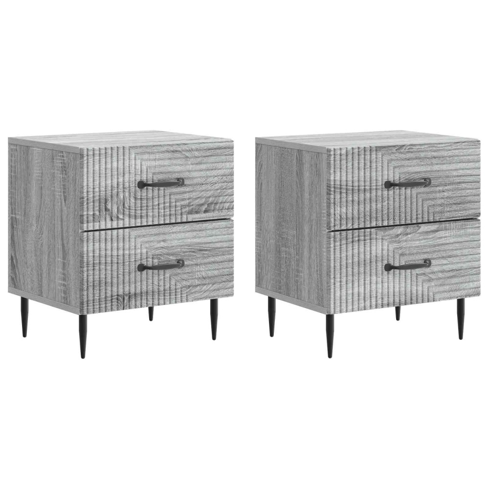 vidaXL Κομοδίνο 2 τεμ. Γκρι Sonoma 43 x 34,5 x 47,5 εκ