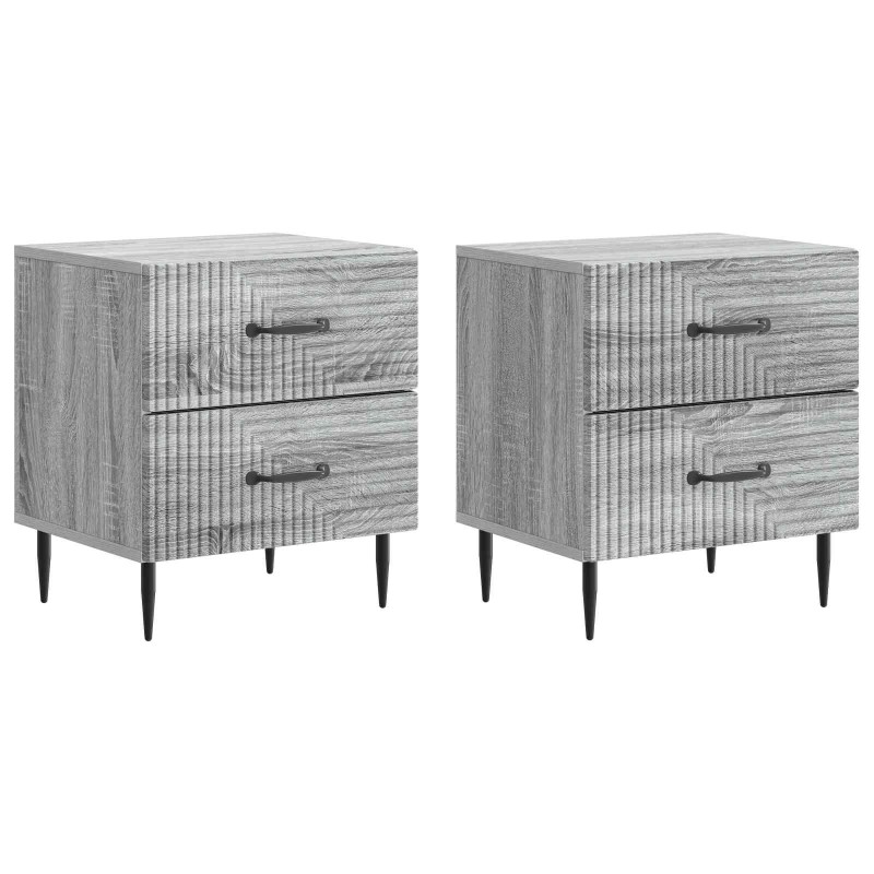 vidaXL Κομοδίνο 2 τεμ. Γκρι Sonoma 43 x 34,5 x 47,5 εκ