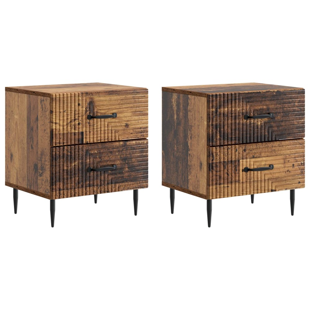 vidaXL Κομοδίνο 2 τεμ. Παλαιωμένο ξύλο 43 x 34,5 x 47,5 εκ