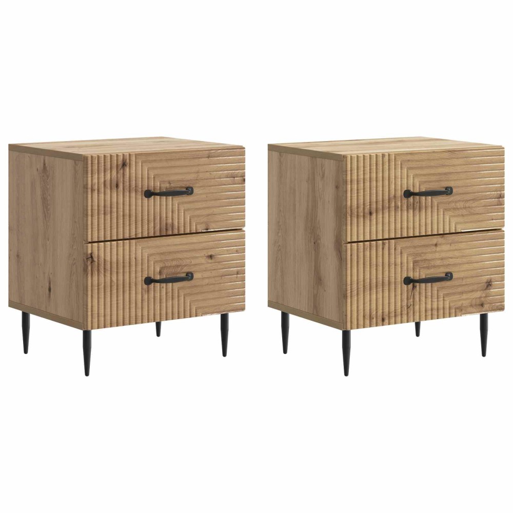 vidaXL Κομοδίνο 2 τεμ. Artisan Δρυς 43 x 34,5 x 47,5 εκ