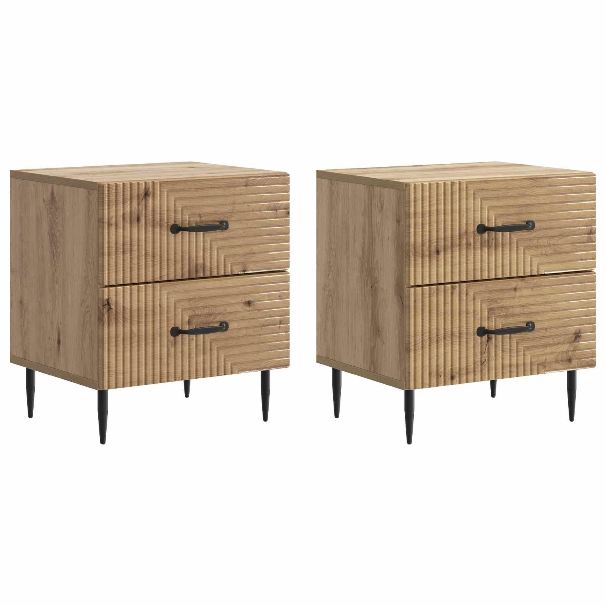 vidaXL Κομοδίνο 2 τεμ. Artisan Δρυς 43 x 34,5 x 47,5 εκ