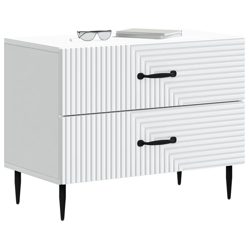 vidaXL Κομοδίνο Λευκό 62 x 34,5 x 47,5 εκ Επεξεργασμένο Ξύλο