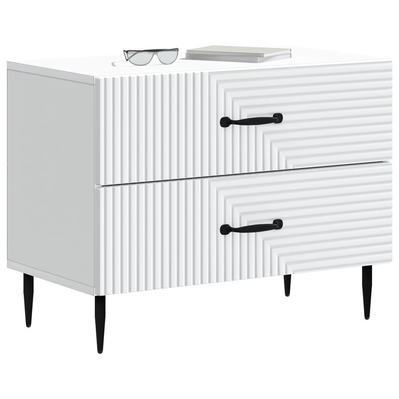 vidaXL Κομοδίνο Λευκό 62 x 34,5 x 47,5 εκ Επεξεργασμένο Ξύλο