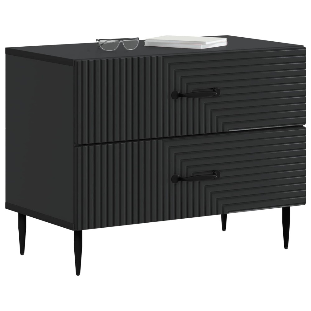 vidaXL Κομοδίνο Μαύρο 62 x 34,5 x 47,5 εκ Επεξεργασμένο Ξύλο