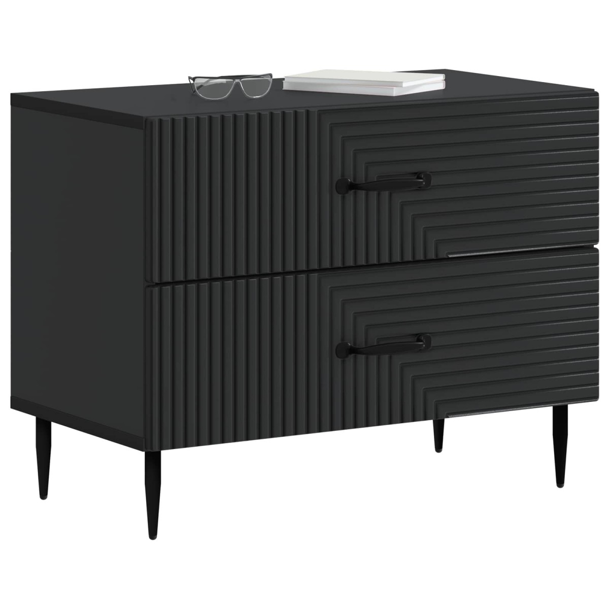 vidaXL Κομοδίνο Μαύρο 62 x 34,5 x 47,5 εκ Επεξεργασμένο Ξύλο