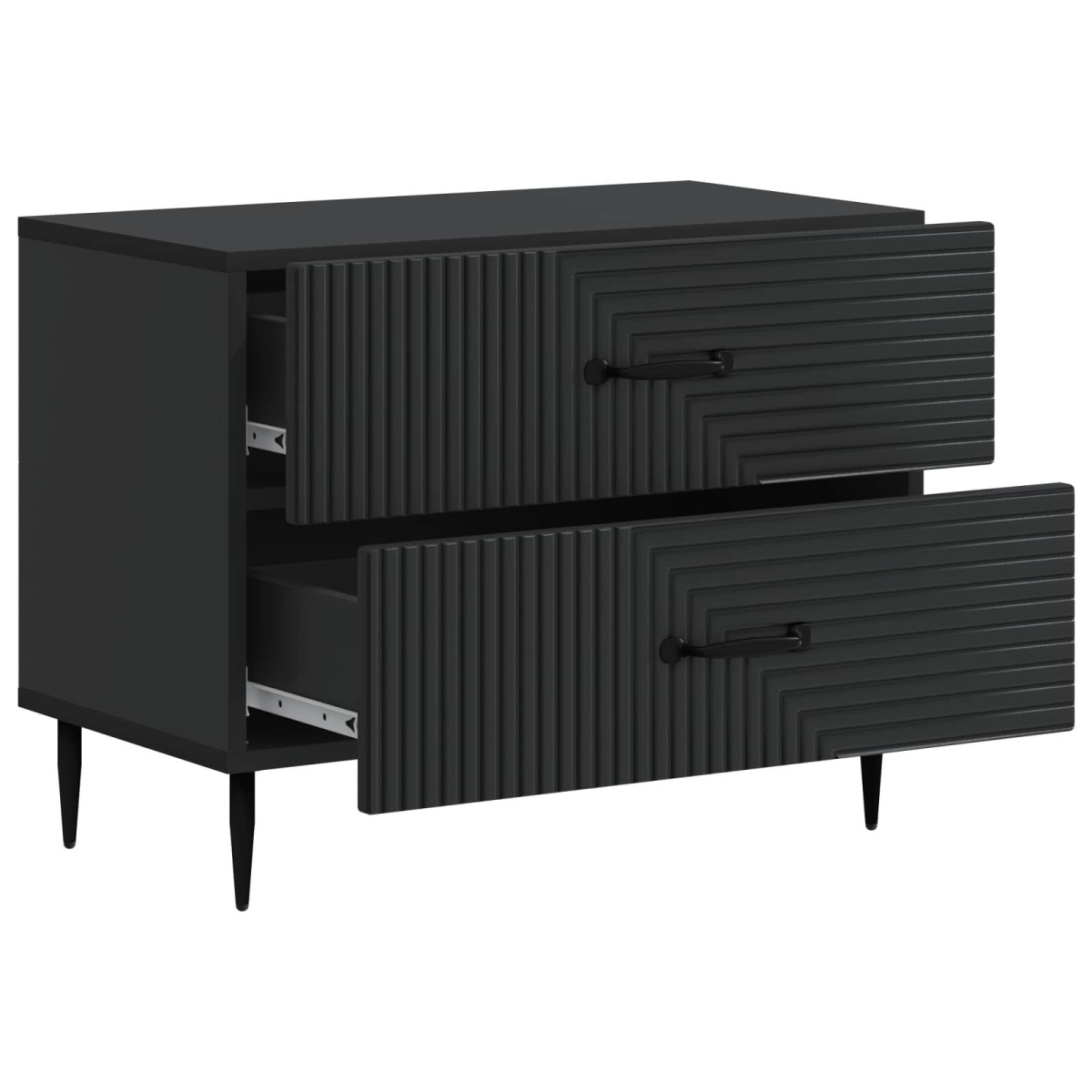 vidaXL Κομοδίνο Μαύρο 62 x 34,5 x 47,5 εκ Επεξεργασμένο Ξύλο