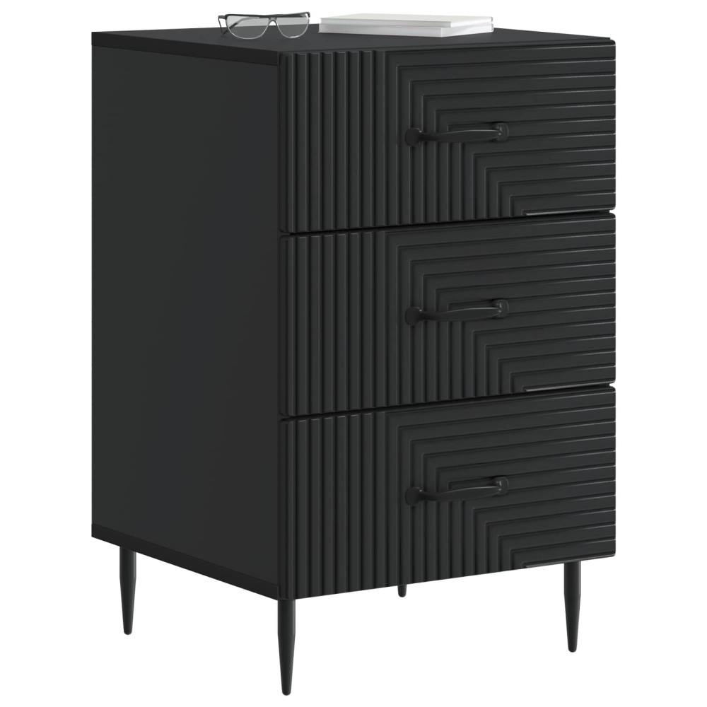vidaXL Κομοδίνο με συρτάρι Μαύρο 43 x 41 x 66,5 εκ. Επεξεργασμένο Ξύλο