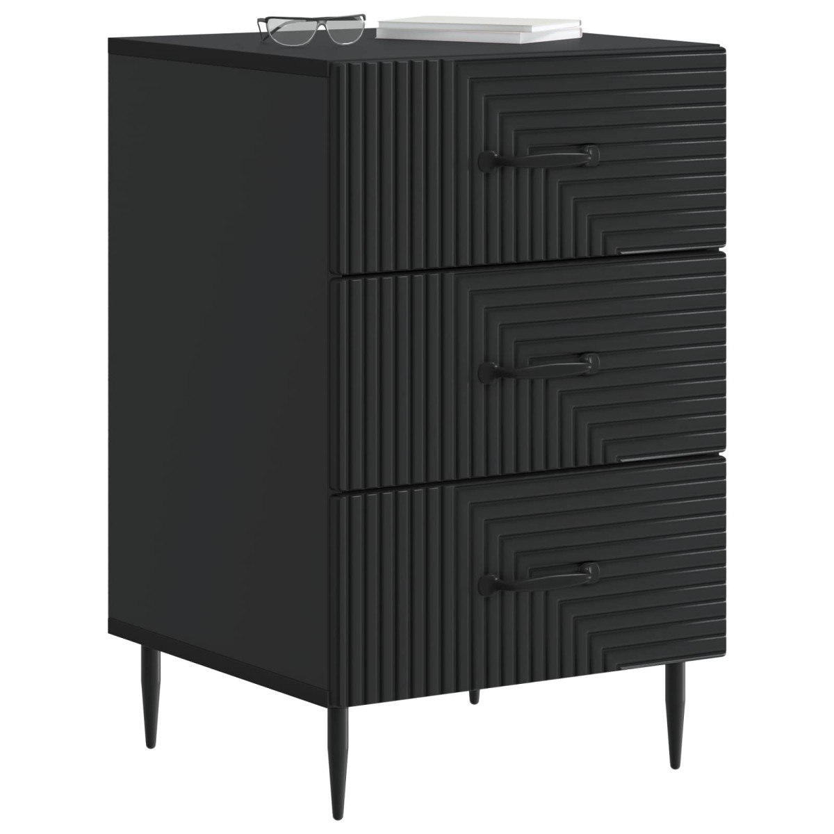 vidaXL Κομοδίνο με συρτάρι Μαύρο 43 x 41 x 66,5 εκ. Επεξεργασμένο Ξύλο