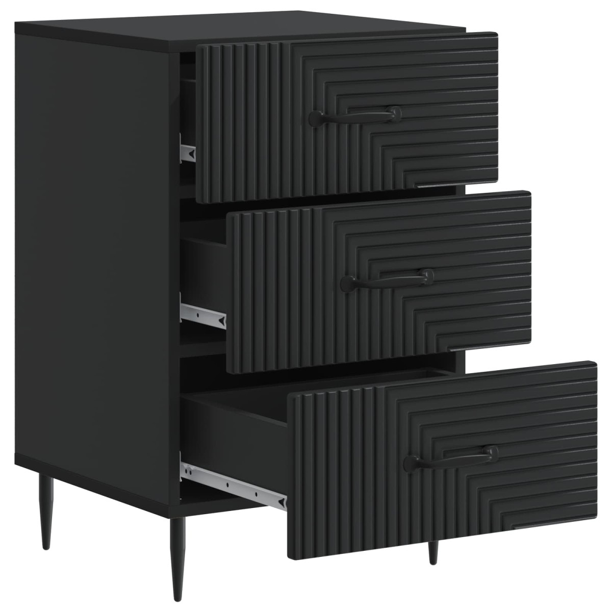 vidaXL Κομοδίνο με συρτάρι Μαύρο 43 x 41 x 66,5 εκ. Επεξεργασμένο Ξύλο