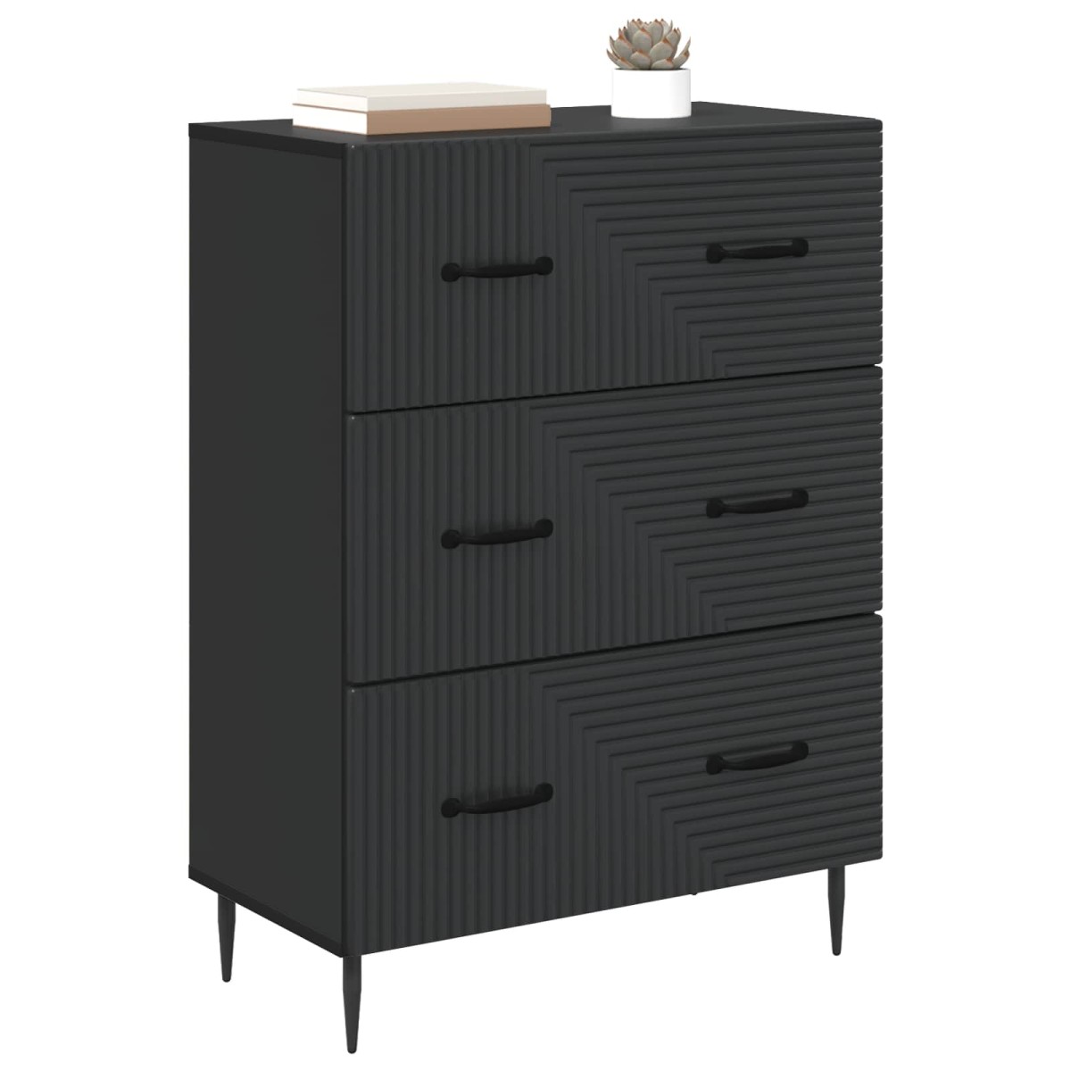 vidaXL Ντουλάπι με Συρτάρια Μαύρο 66 x 34,5 x 89,5 εκ