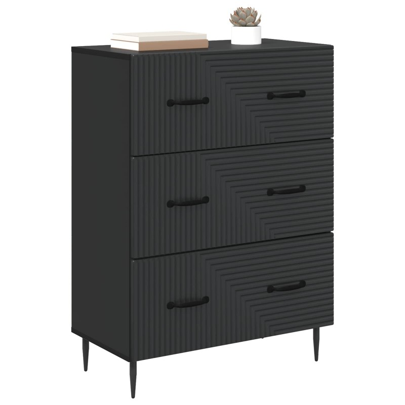 vidaXL Ντουλάπι με Συρτάρια Μαύρο 66 x 34,5 x 89,5 εκ