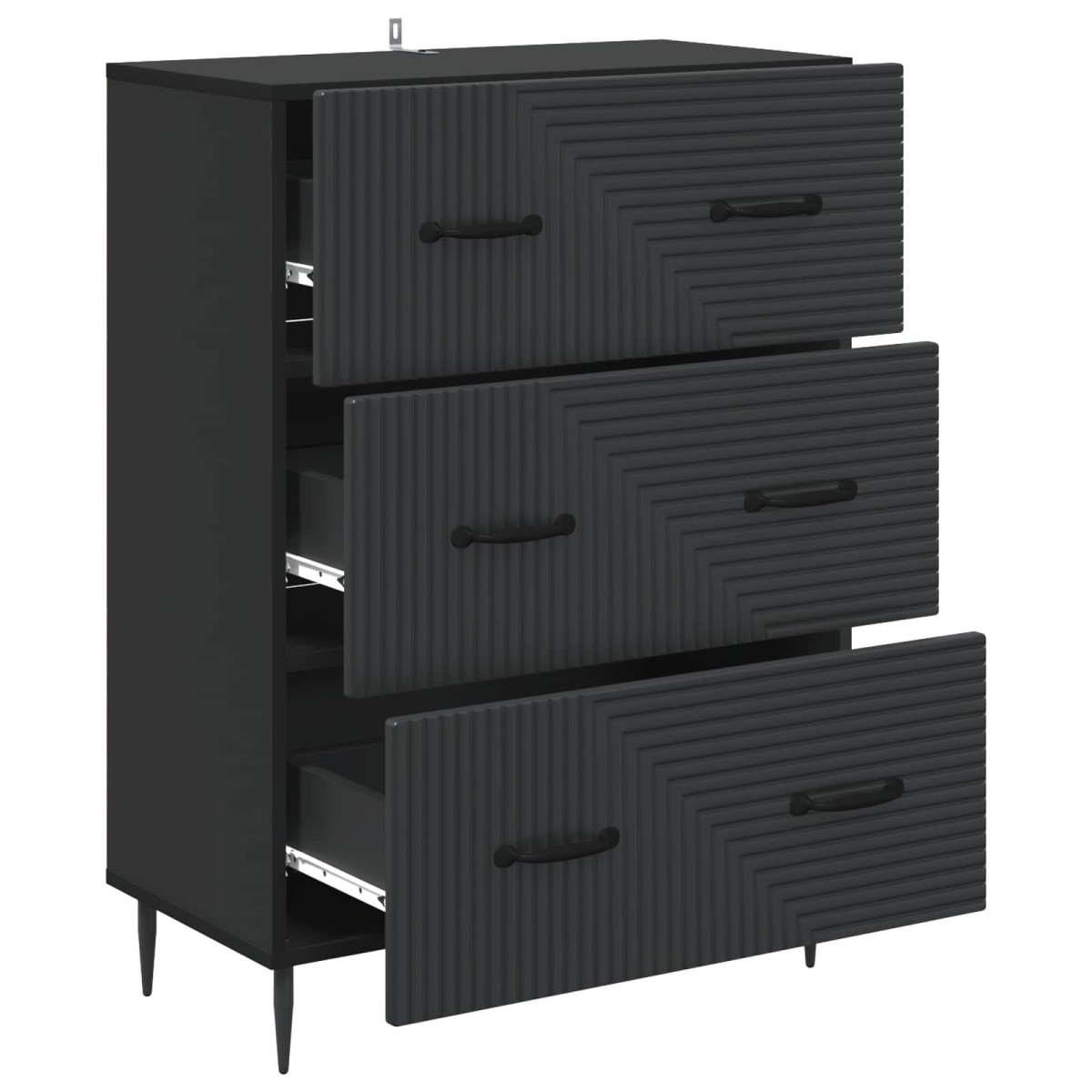 vidaXL Ντουλάπι με Συρτάρια Μαύρο 66 x 34,5 x 89,5 εκ