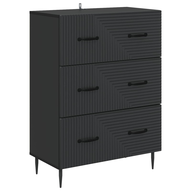 vidaXL Ντουλάπι με Συρτάρια Μαύρο 66 x 34,5 x 89,5 εκ