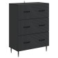vidaXL Ντουλάπι με Συρτάρια Μαύρο 66 x 34,5 x 89,5 εκ