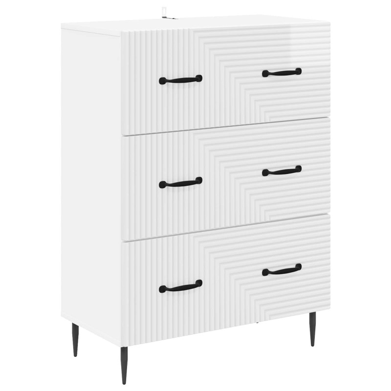 vidaXL Ντουλάπι με Συρτάρια Γυαλιστερό Λευκό 66 x 34,5 x 89,5 εκ
