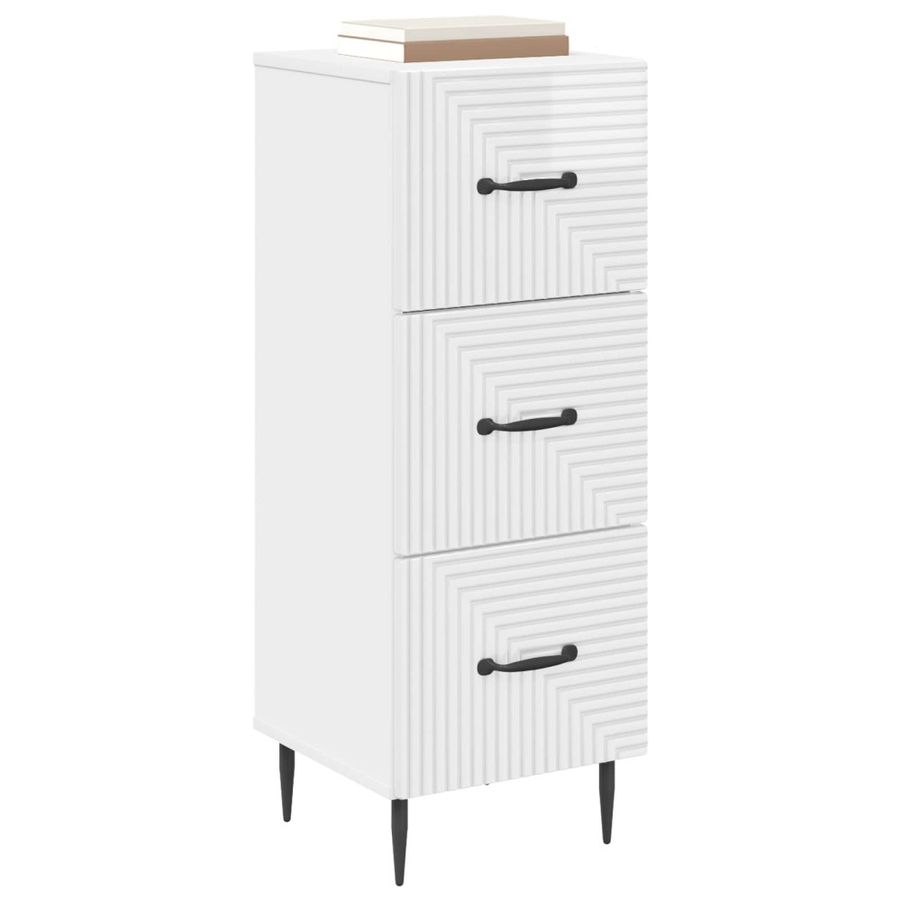 vidaXL Ντουλάπι με Συρτάρια Γυαλιστερό Λευκό 33 x 34,5 x 89,5 εκ