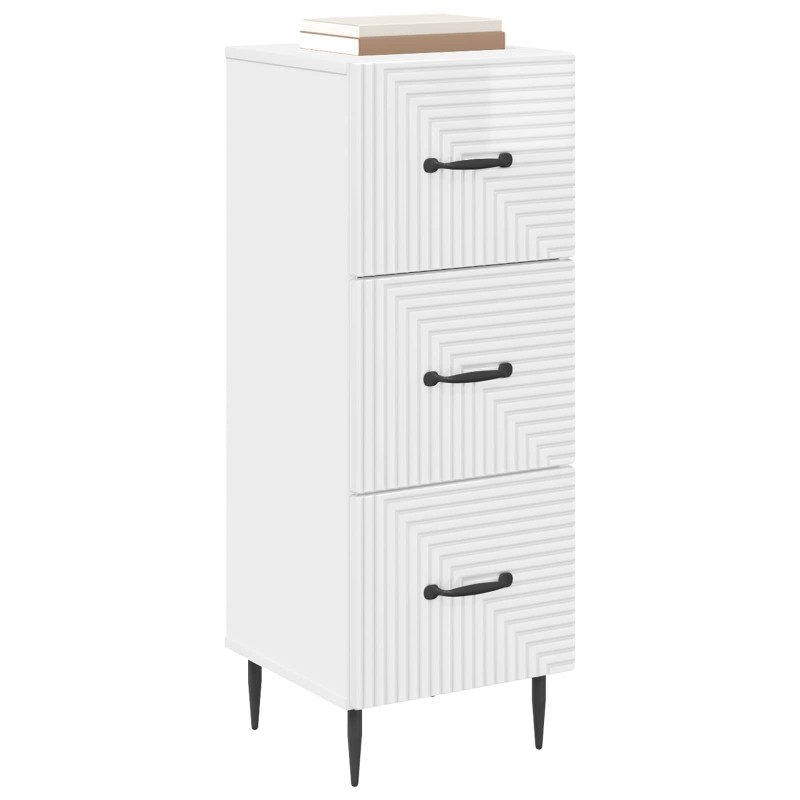 vidaXL Ντουλάπι με Συρτάρια Γυαλιστερό Λευκό 33 x 34,5 x 89,5 εκ